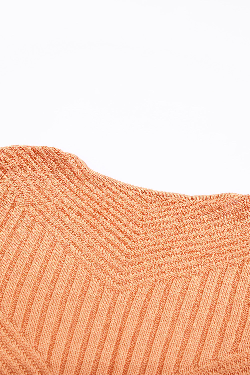 Orange Ribbed Open Front Knit Cardigan