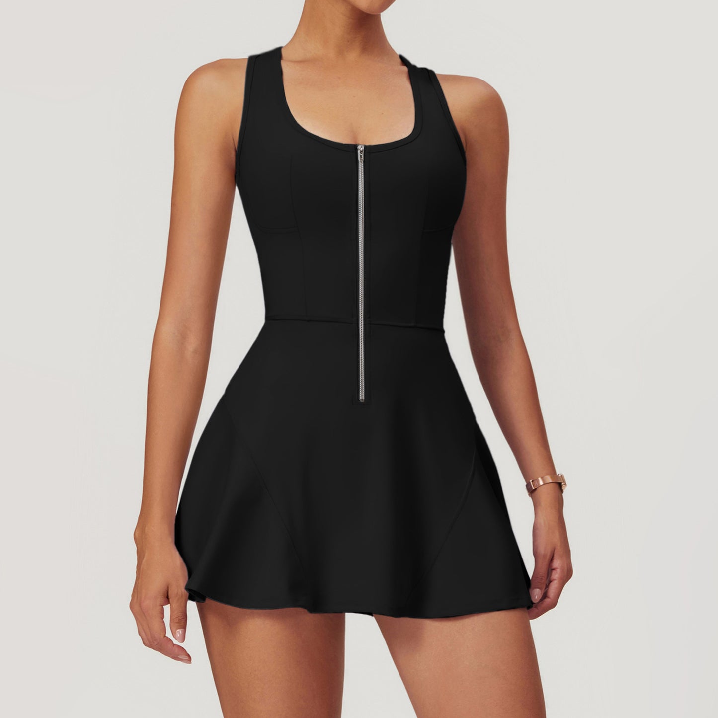 Hybrid Half-Zip Active Dress with Shorts