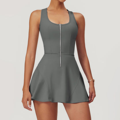 Hybrid Half-Zip Active Dress with Shorts