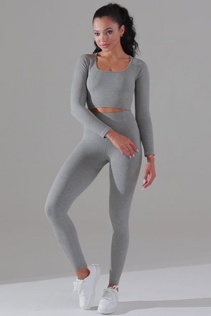 Dark Grey High Waist Solid Color Yoga Leggings