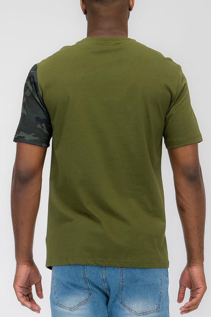 HALF CAMO COLOR BLOCK TSHIRT