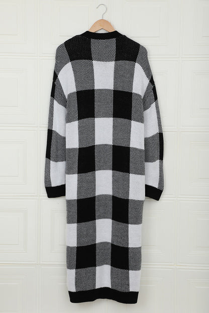 Board Games Pocketed Checkered Cardigan